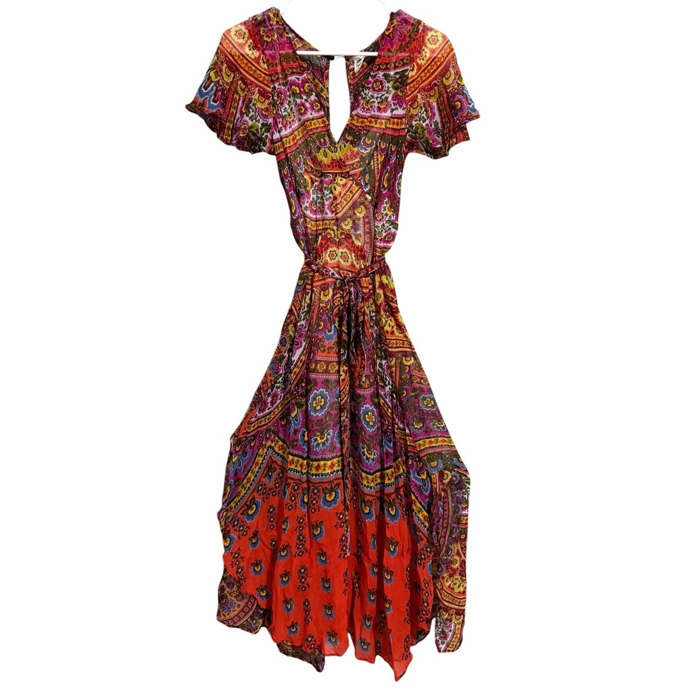 Akemi + Kin Anthropologie Murol Wrapped Chiffon Maxi Dress Women's Size 6